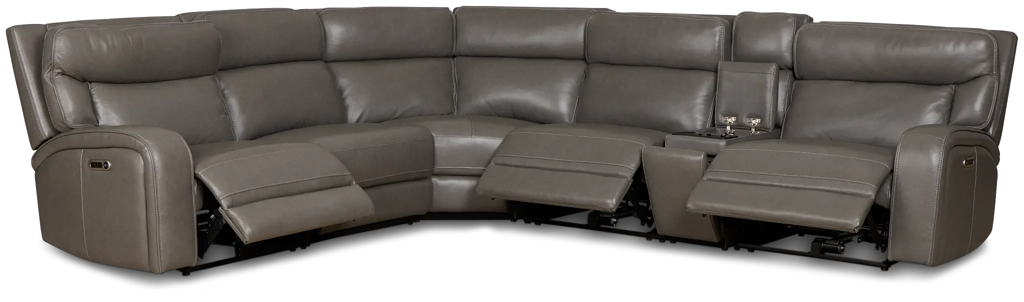 Jasper Gray Leather Medium Triple Power 2-arm Sectional Jasper Gray Leather Medium Triple Power 2-arm Sectional