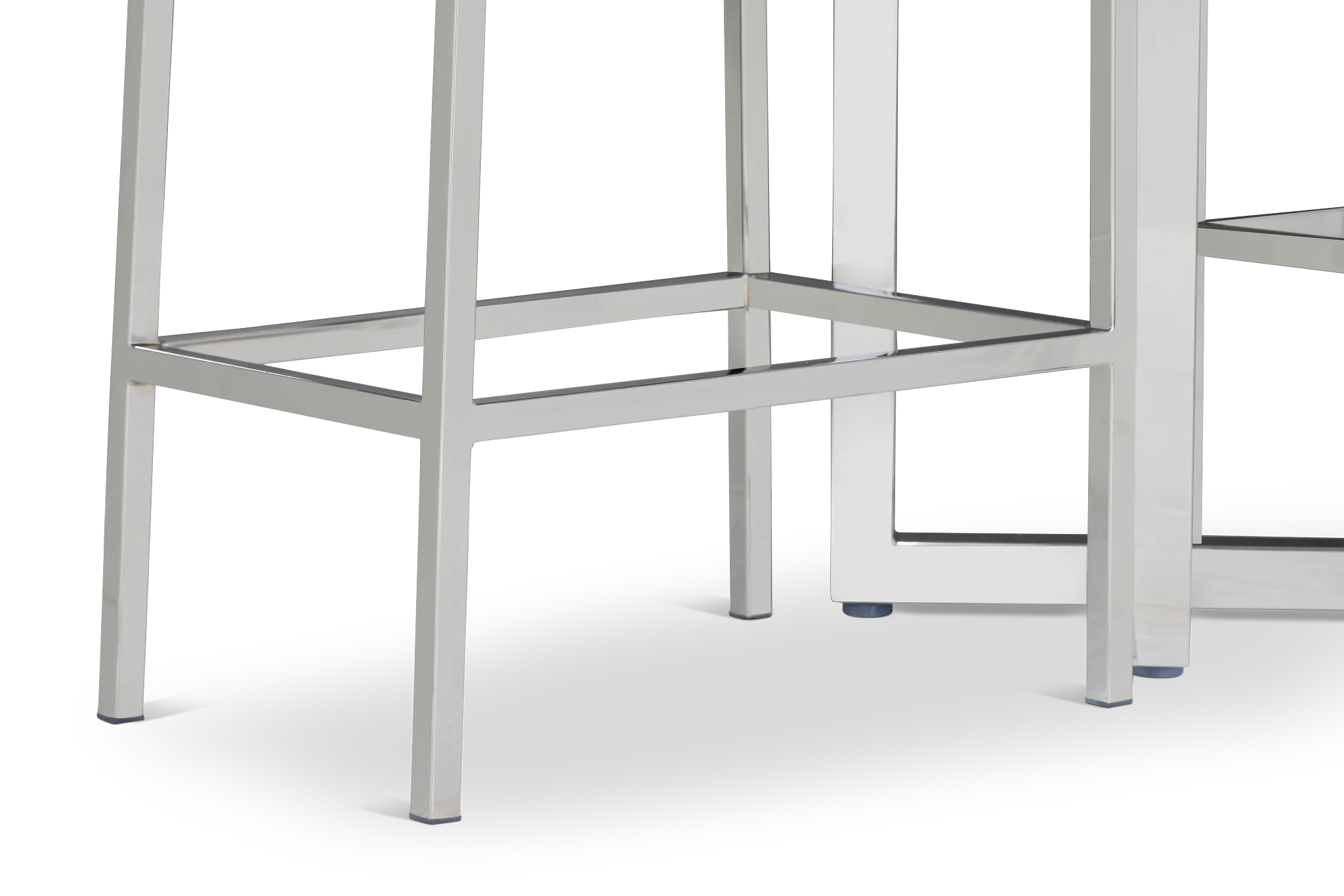 Amalfi White Glass Pub Table & 2 Upholstered Barstools