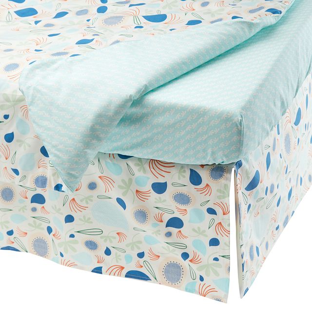 Flora Light Blue 6 Piece Crib Bedding Set