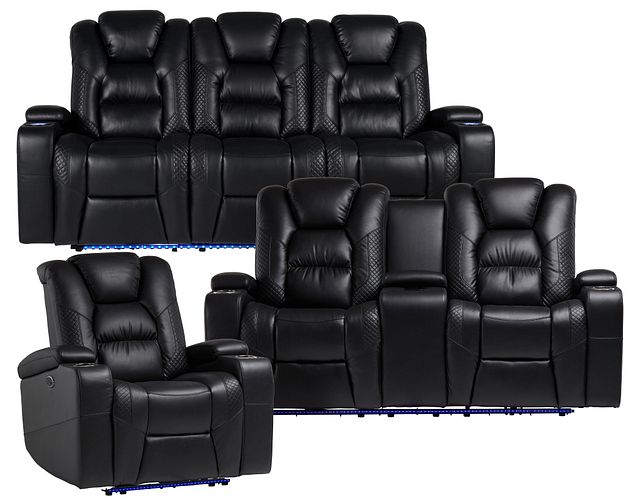 Troy Black Micro Power Reclining Living Room