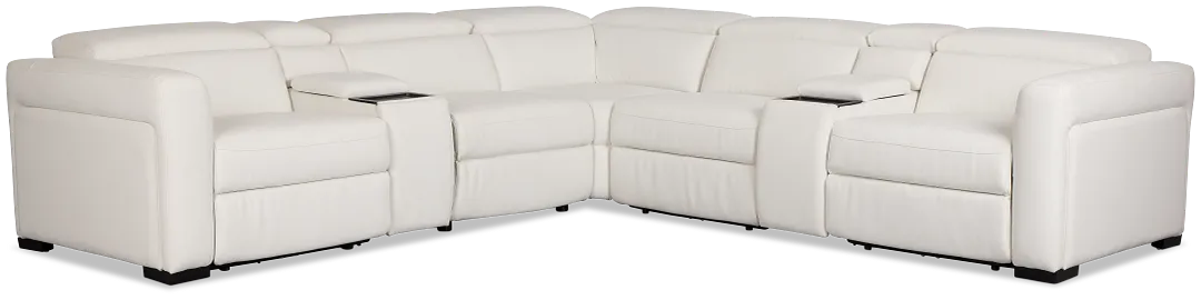 Melody White Micro Large Dual Power Reclining Two-arm Sectional