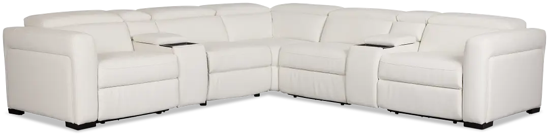 Melody White Micro Large Dual Power Reclining Two-arm Sectional Melody White Micro Large Dual Power Reclining Two-arm Sectional