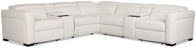 Melody White Micro Large Dual Power Reclining Two-arm Sectional