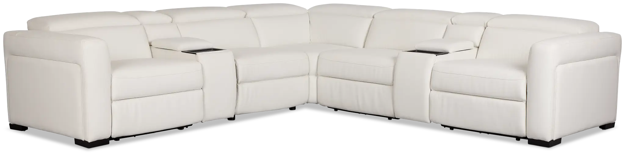 Melody White Micro Large Dual Power Reclining Two-arm Sectional Melody White Micro Large Dual Power Reclining Two-arm Sectional