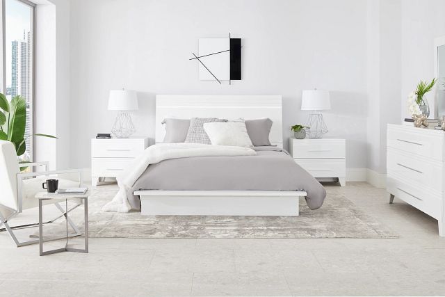 Midtown White Wood Platform Bed