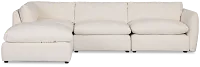 Serena White Fabric 4-piece Right Facing Bumper Sectional