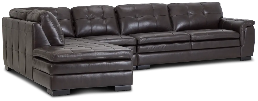 Braden Dark Brown Leather Medium Left Bumper Sectional