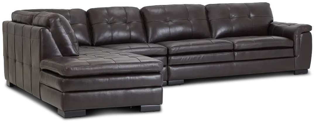 Braden Dark Brown Leather Medium Left Bumper Sectional Braden Dark Brown Leather Medium Left Bumper Sectional