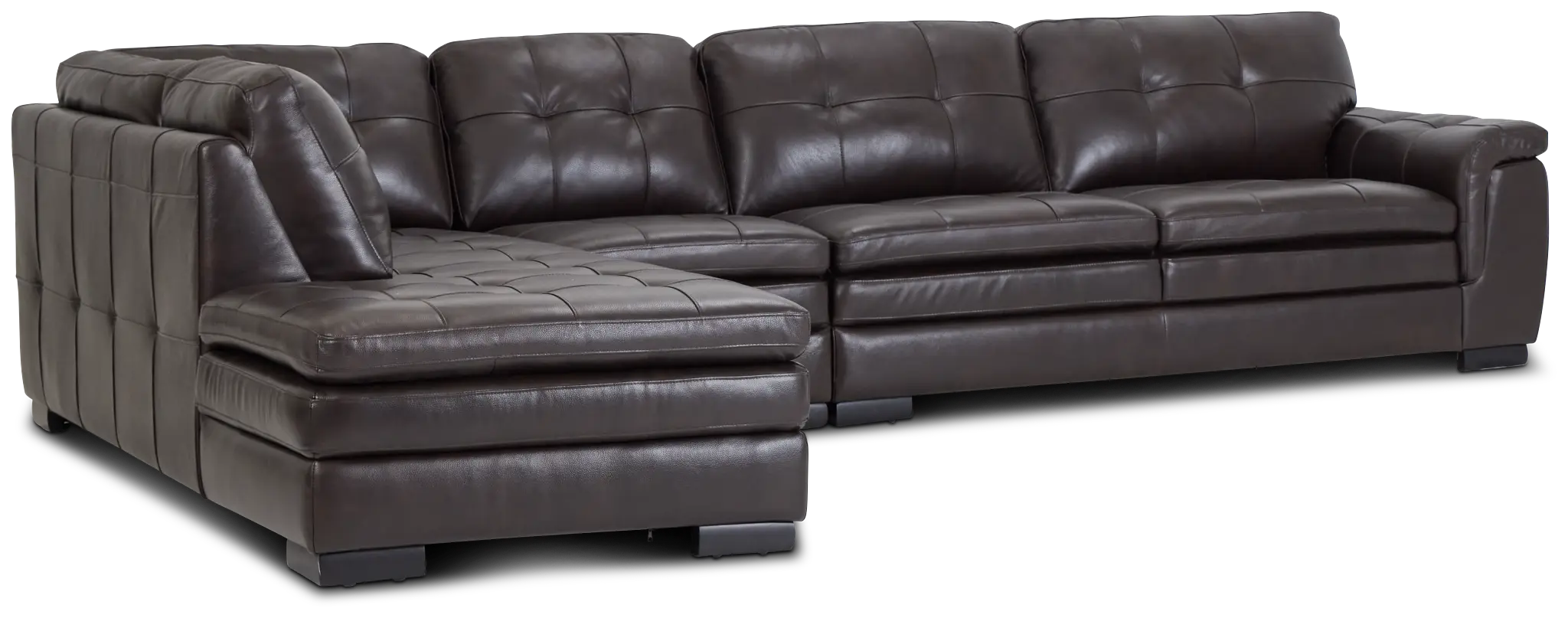 Braden Dark Brown Leather Medium Left Bumper Sectional Braden Dark Brown Leather Medium Left Bumper Sectional