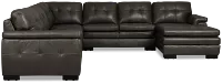 Braden Dark Gray Leather Large Right Chaise Sectional