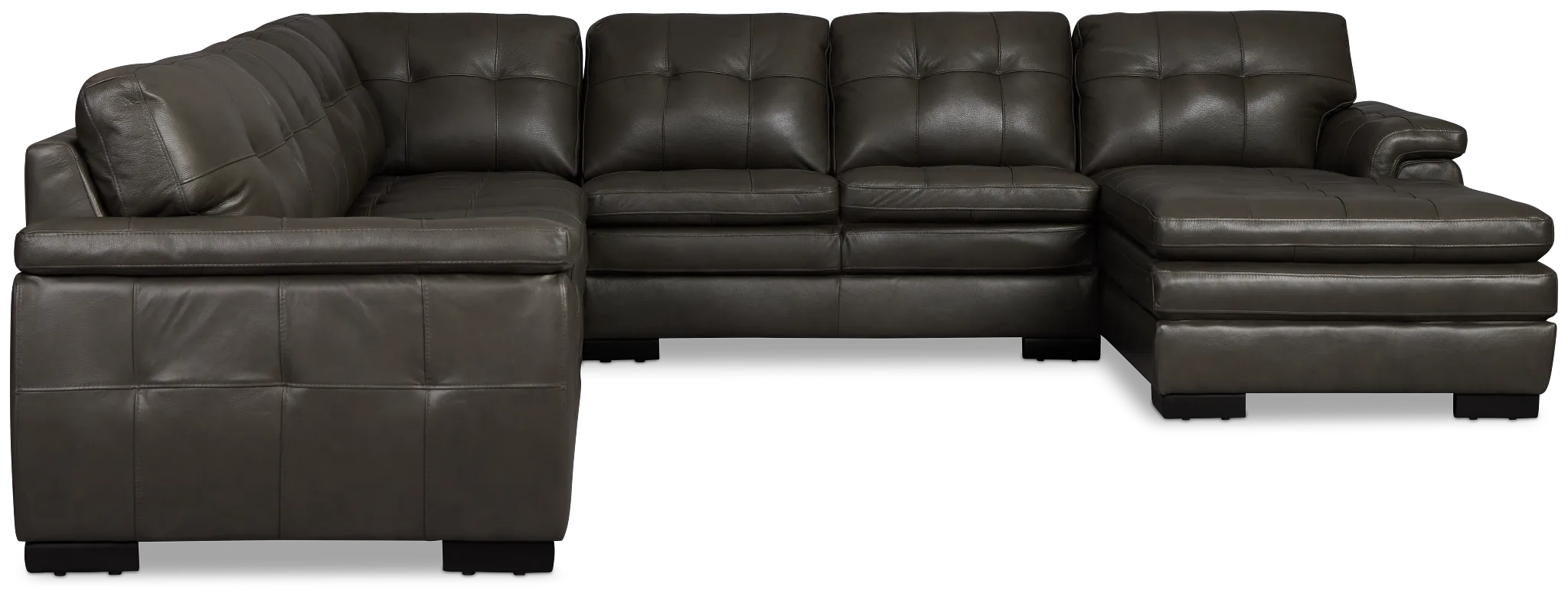 Braden Dark Gray Leather Large Right Chaise Sectional