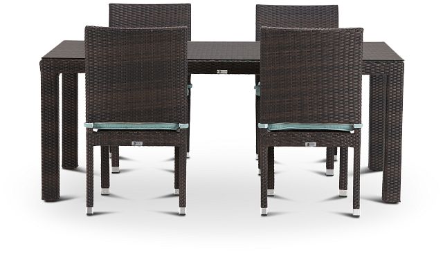 Zen Teal 72" Rectangular Table & 4 Chairs