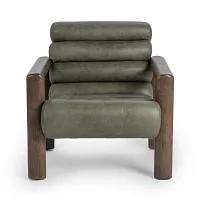 Royal Green Leather Accent Chair