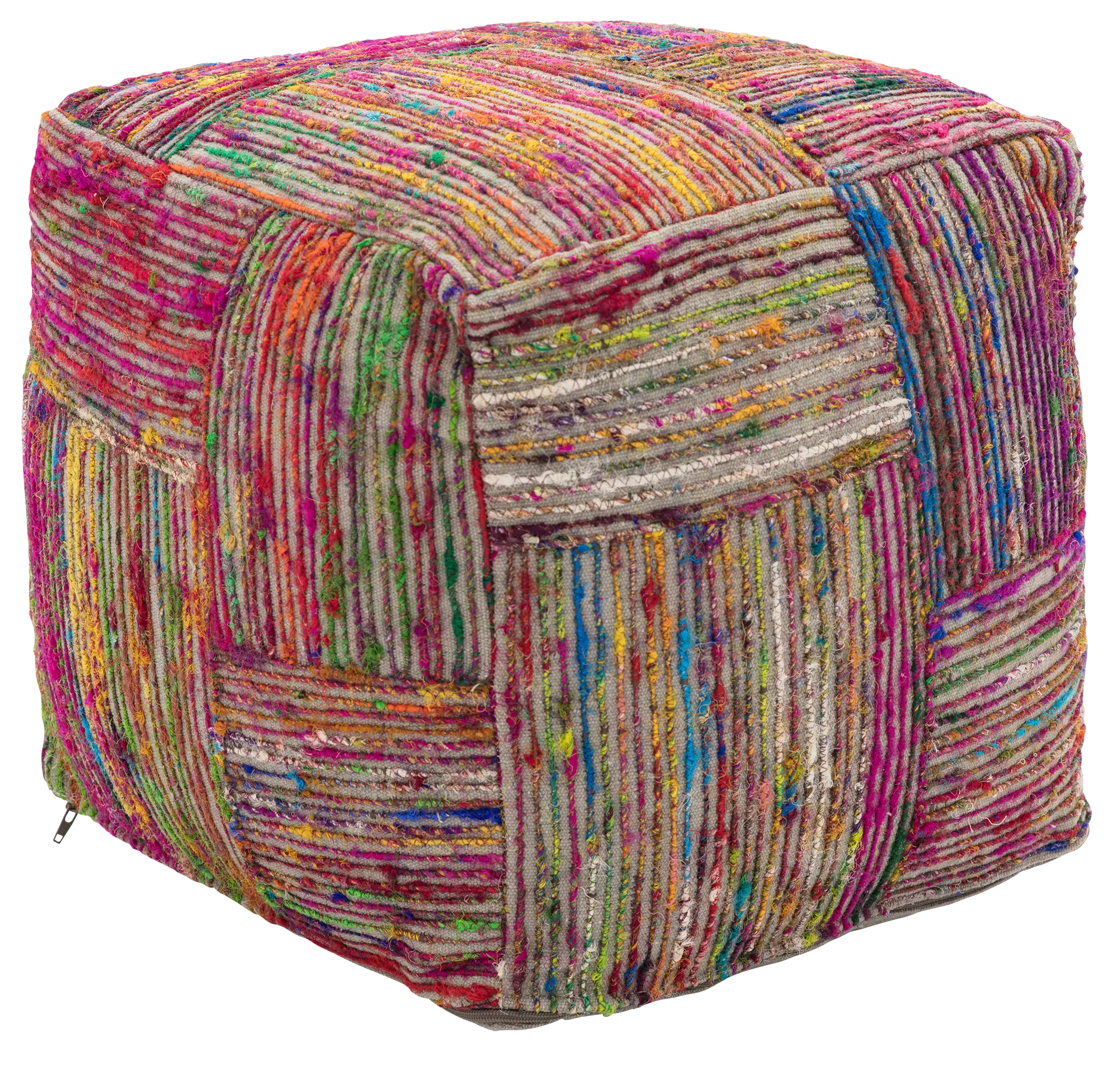 Silk Multicolored Medium Accent Pouf Silk Multicolored Medium Accent Pouf