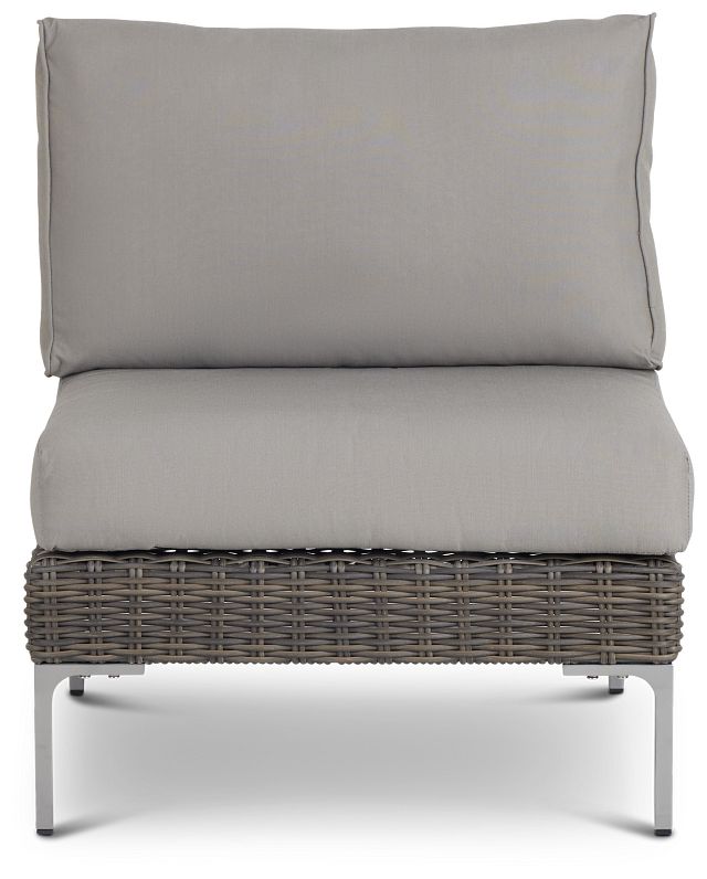 Tulum Gray Woven Armless Chair W/ Cushion