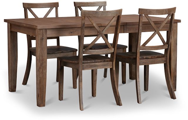 Woodstock Light Tone Rectangular Table & 4 Wood Chairs