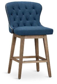 Seaside Blue Fabric 24" Swivel Barstool