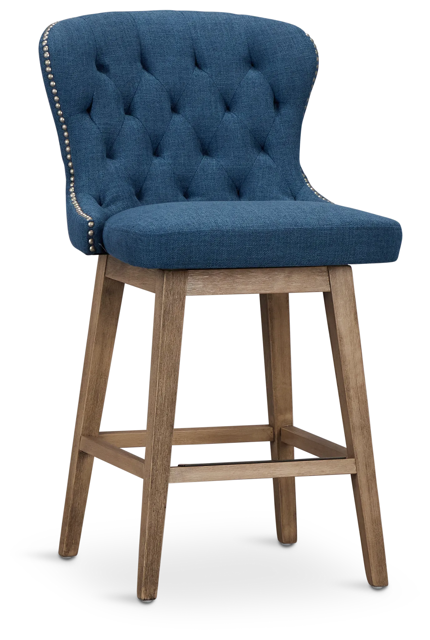 Seaside Blue Fabric 24" Swivel Barstool