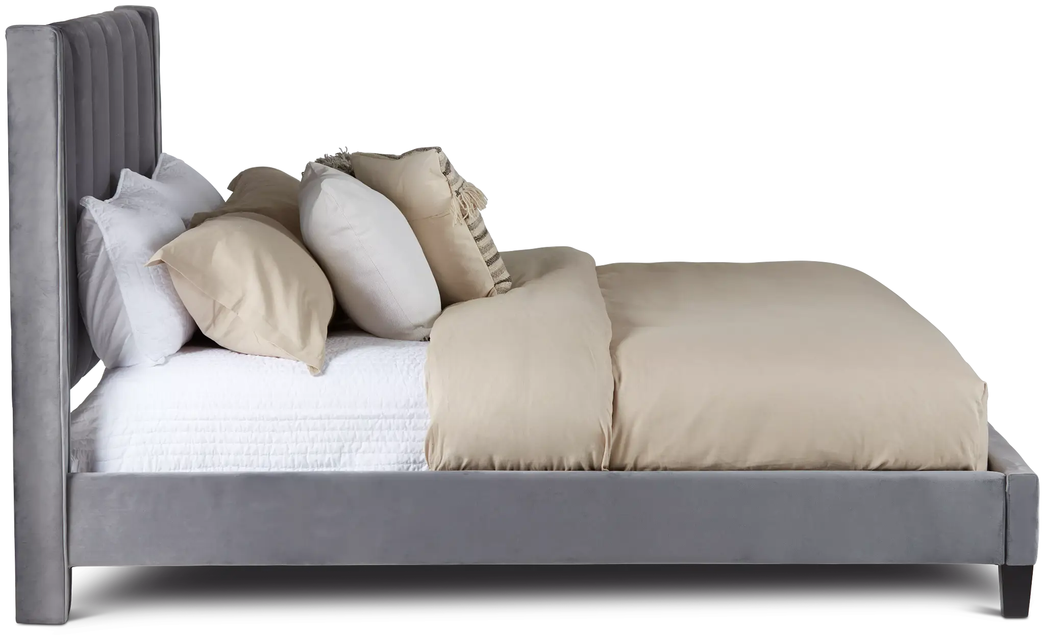 Audrey Dark Gray Velvet Platform Bed Audrey Dark Gray Velvet Platform Bed