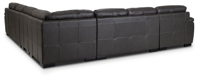 Braden Dark Gray Leather Large Left Chaise Sectional