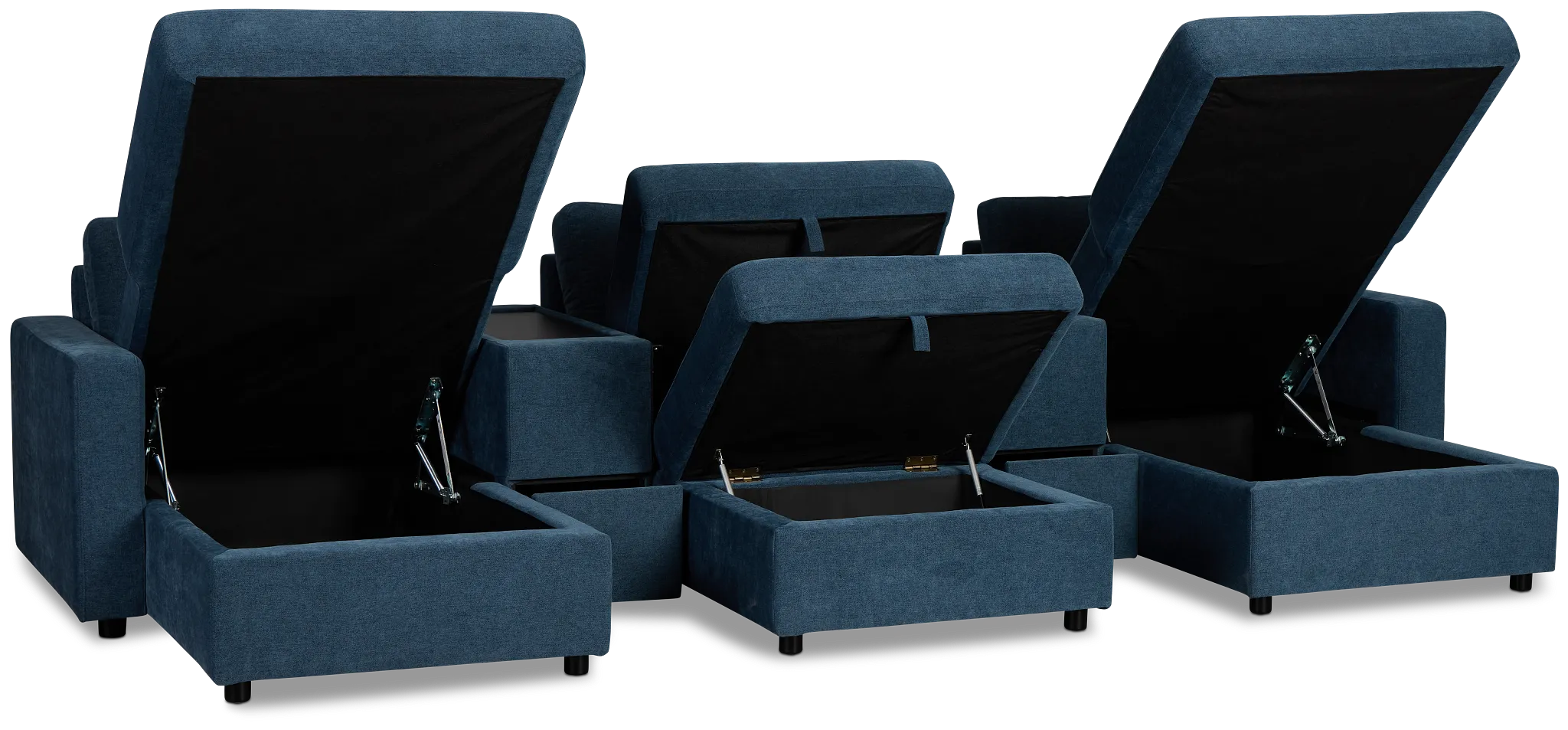 Addie Blue Fabric 6-piece Home Theater With Storage Consoles