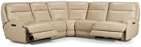 Casey Light Beige Lthr/vinyl Small Two-arm Power Reclining Sectional