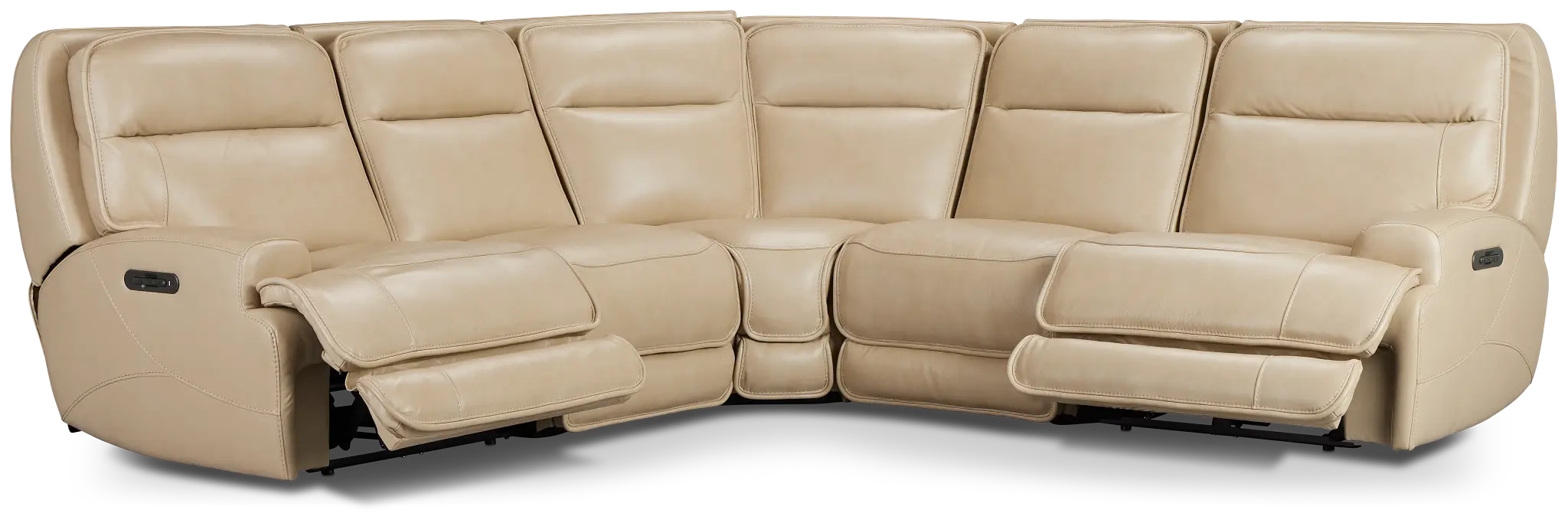 Casey Light Beige Lthr/vinyl Small Two-arm Power Reclining Sectional Casey Light Beige Lthr/vinyl Small Two-arm Power Reclining Sectional