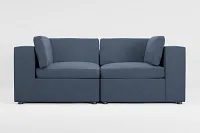 Destin Maguire Blue Fabric 2-piece Modular Sofa