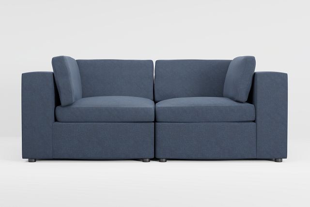 Destin Maguire Blue Fabric 2-piece Modular Sofa