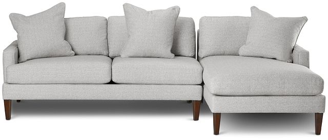 Morgan Light Gray Fabric Small Right Chaise Sectional W/ Wood Legs