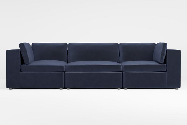 Destin Joya Dark Blue Velvet 3-piece Modular Sofa