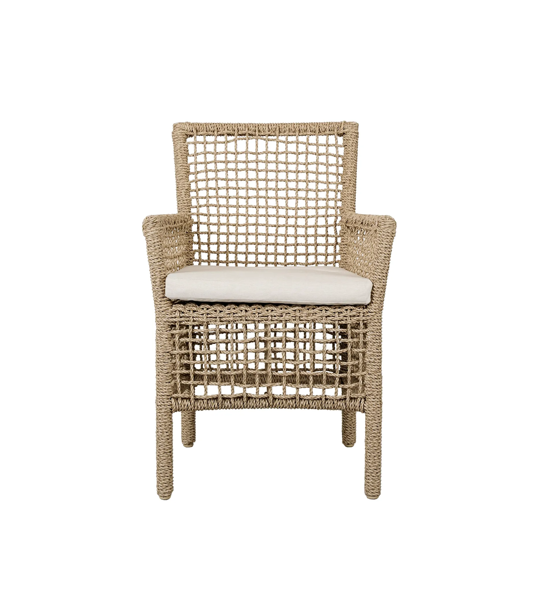 Ryan Light Beige Woven Cushioned Arm Chair