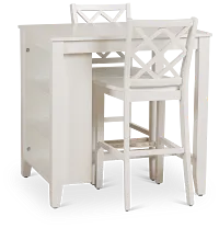 Edgartown White Storage High Table & 2 White Wood Barstools