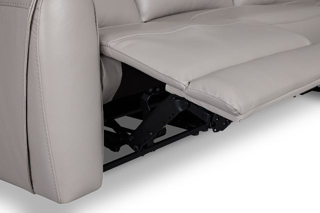 Walker Light Gray Lthr/vinyl Medium Dual Power 2-arm Reclining Sectional