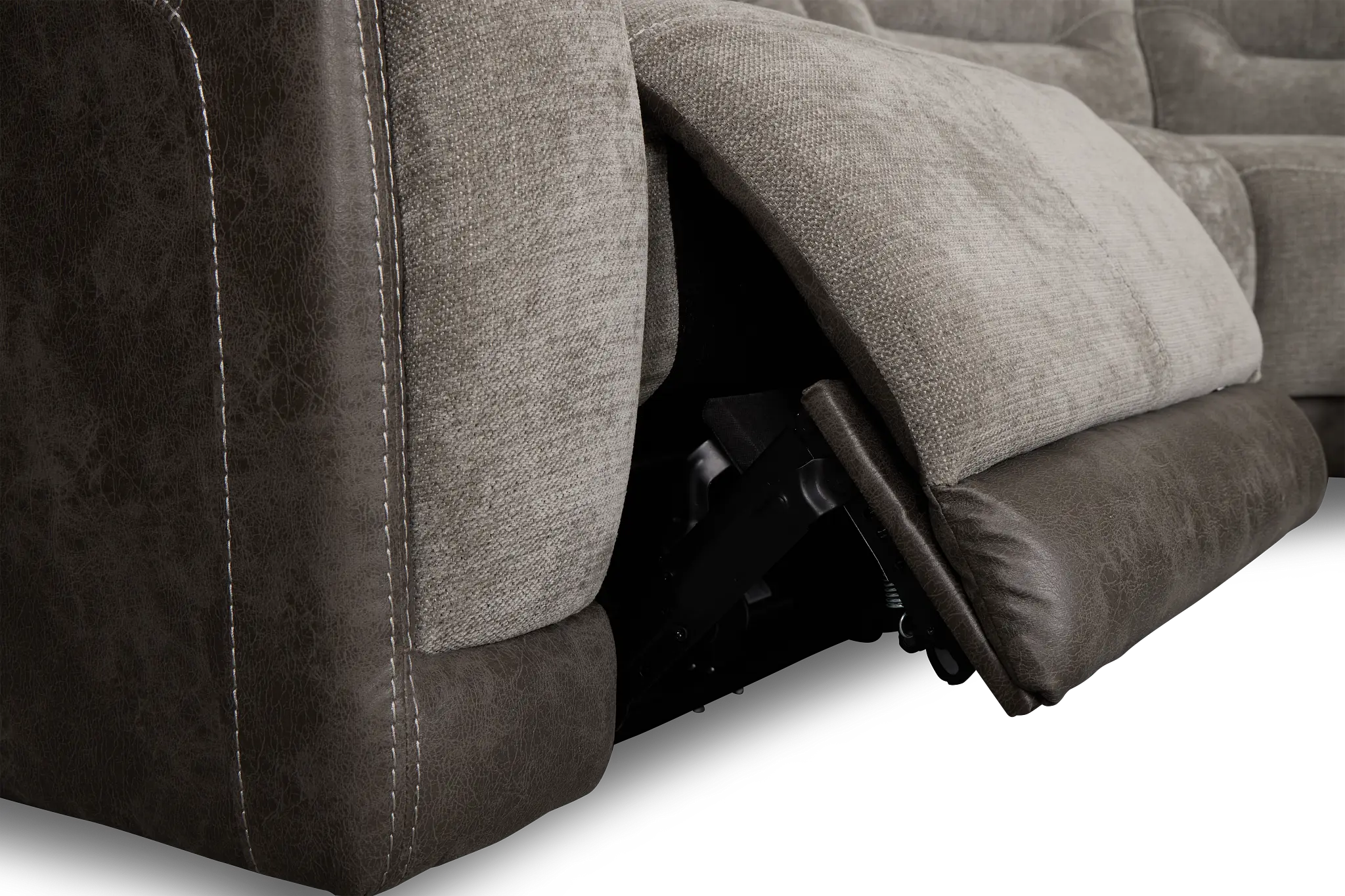 Travis Gray Fabric Large Triple Power Reclining Two-arm Sectional Travis Gray Fabric Large Triple Power Reclining Two-arm Sectional