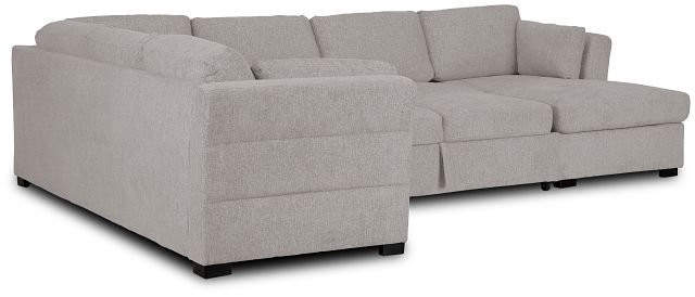 Amber Light Gray Fabric Large Right Chaise Sleeper Sectional