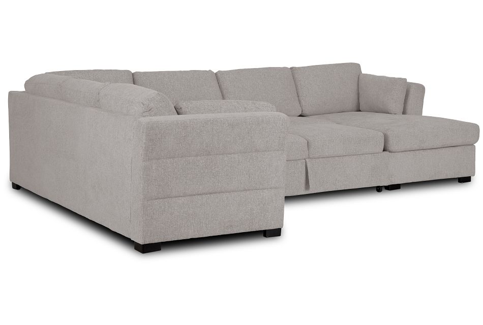 Amber Light Gray Fabric Large Right Chaise Sleeper Sectional