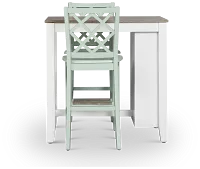 Edgartown Two-tone Storage High Table & 2 Light Blue Wood Barstools