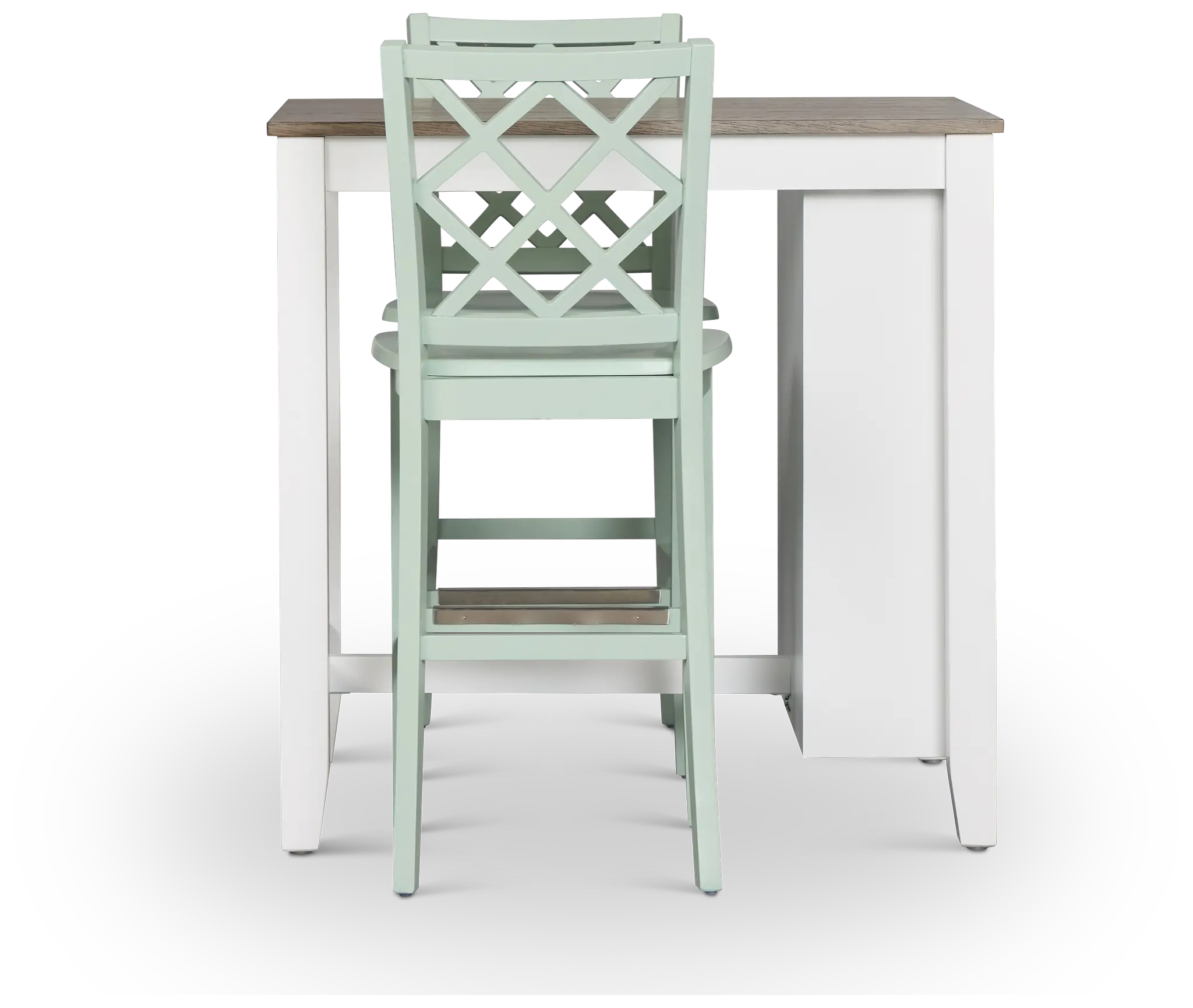 Edgartown Two-tone Storage High Table & 2 Light Blue Wood Barstools Edgartown Two-tone Storage High Table & 2 Light Blue Wood Barstools