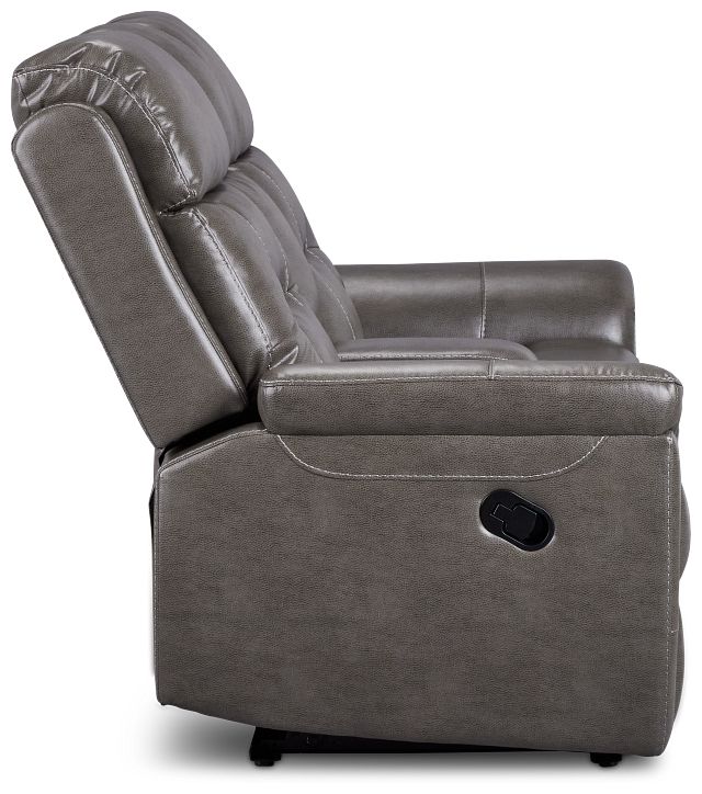 Toby2 Dark Taupe Micro Reclining Console Loveseat