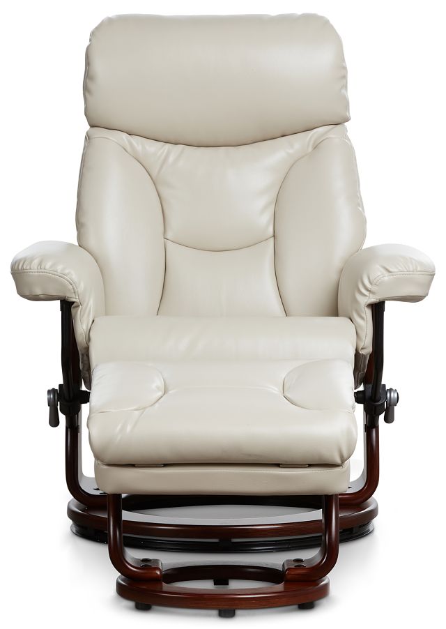 Fisher Taupe Micro Recliner & Ottoman (4)
