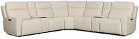 Flexsteel Sterling Ivory Lthr/vinyl Large Triple Power Reclining Two-arm Sectional