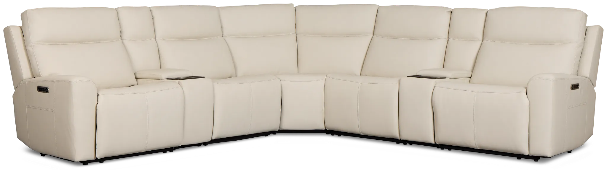 Flexsteel Sterling Ivory Lthr/vinyl Large Triple Power Reclining Two-arm Sectional