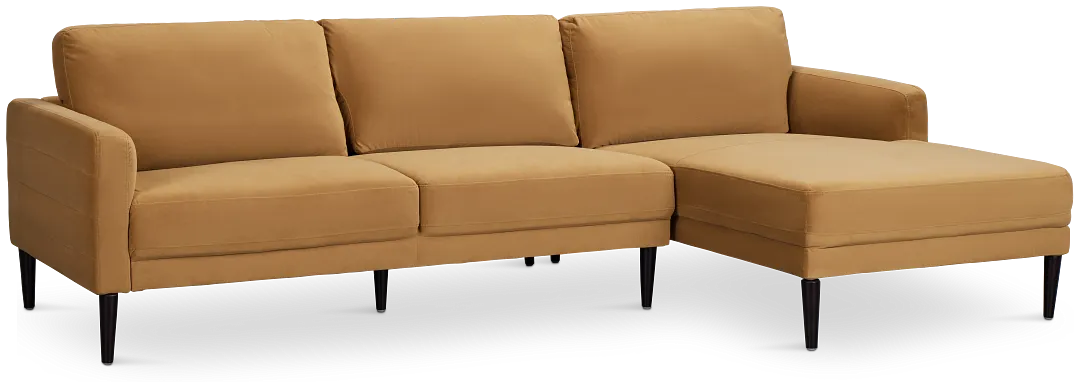 Nala Light Brown Velvet Right Chaise Sectional