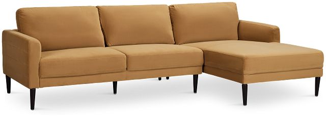 Nala Light Brown Velvet Right Chaise Sectional