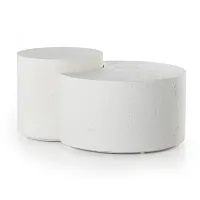 Four Hands Miza White Small Round Coffee Table