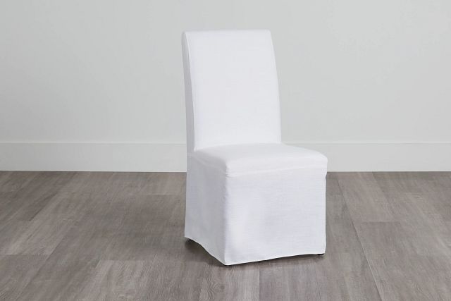 Harbor White Long Slipcover Chair With Medium-tone Leg