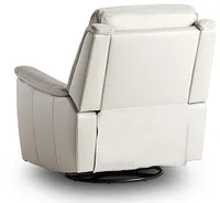 Aiden Light Gray Leather Power Swivel Glider Recliner