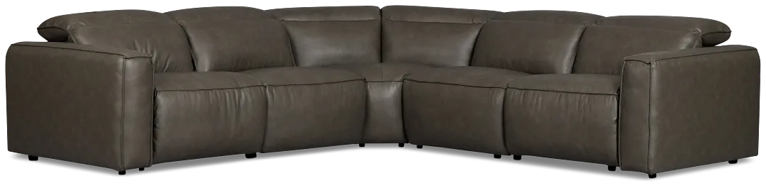 Ryland Dark Gray Lthr/vinyl Small Two-arm Power Reclining Sectional