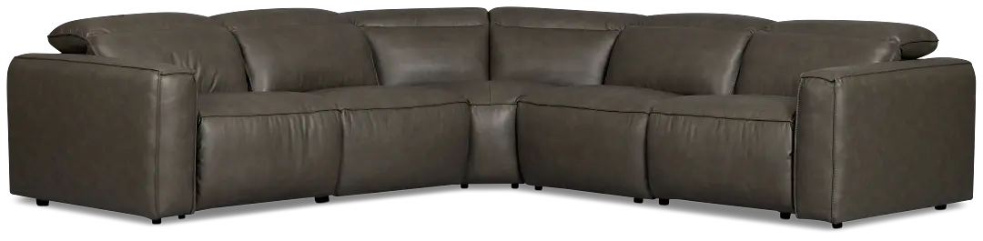 Ryland Dark Gray Lthr/vinyl Small Two-arm Power Reclining Sectional Ryland Dark Gray Lthr/vinyl Small Two-arm Power Reclining Sectional
